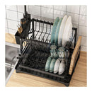 2 Tier Dish Drying Rack Plate Drainer Kitchen Organizer Storage