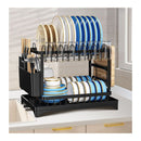 2 Tier Dish Drying Rack Plate Drainer Kitchen Organizer Storage