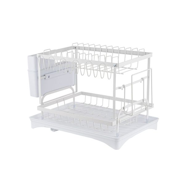 2 Tier Dish Drying Rack Plate Drainer Kitchen Organizer Storage