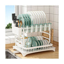 2 Tier Dish Drying Rack Plate Drainer Kitchen Organizer Storage