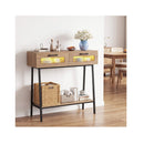 2 Tier Farmhouse Console Table With Colorful Led Lights Natural