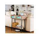 2 Tier Farmhouse Console Table With Colorful Led Lights Natural