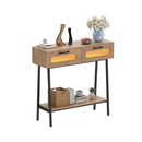 2 Tier Farmhouse Console Table With Colorful Led Lights Natural