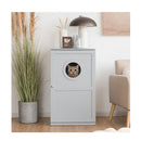 2 Tier Litter Box Enclosure With Anti Toppling System For Home Grey