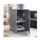2 Tier Litter Box Enclosure With Anti Toppling System For Home Grey