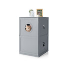 2 Tier Litter Box Enclosure With Anti Toppling System For Home Grey