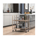 2 Tier Mobile Serving Cart With Tempered Glass Shelf