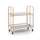 2 Tier Mobile Serving Cart With Tempered Glass Shelf
