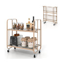 2 Tier Mobile Serving Cart With Tempered Glass Shelf