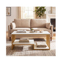 2 Tier Rectangular Faux Marble Coffee Table White