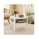 2 Tier Round Coffee Table With Storage Shelves White