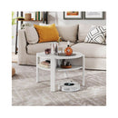 2 Tier Round Coffee Table With Storage Shelves White