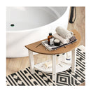 2 Tier Shower Bench With Semicircular Seat Storage Shelf