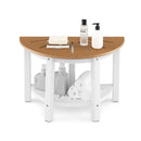 2 Tier Shower Bench With Semicircular Seat Storage Shelf