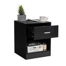 2 Tier Wooden Bedside Table With Storage Drawer Cabinet Black