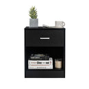 2 Tier Wooden Bedside Table With Storage Drawer Cabinet Black