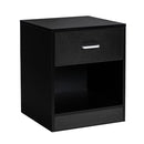 2 Tier Wooden Bedside Table With Storage Drawer Cabinet Black