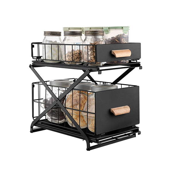 2 Tier Kitchen Bathroom Storage Rack Adjustable Height Organizer
