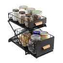 2 Tiers Kitchen Adjustable Height Sliding Drawers Organiser Storage