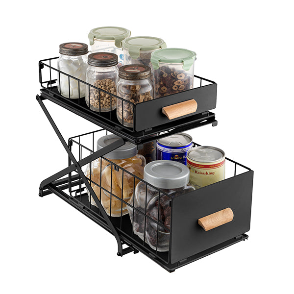 2 Tier Kitchen Bathroom Storage Rack Adjustable Height Organizer