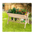 2 Tiers Raised Garden Bed With Storage Shelf Black Liner