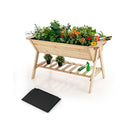 2 Tiers Raised Garden Bed With Storage Shelf Black Liner