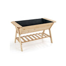 2 Tiers Raised Garden Bed With Storage Shelf Black Liner