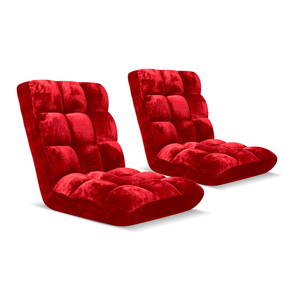 2X Floor Recliner Folding Lounge Sofa Futon Couch Folding Chair Cushion Red