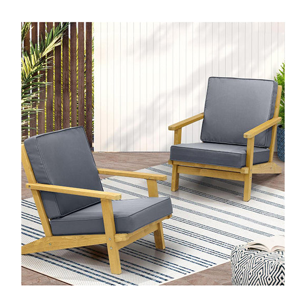 2x Outdoor Armchair Wooden Patio Set
