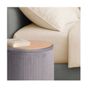 2X Side Table Storage Ottoman Velvet Mira