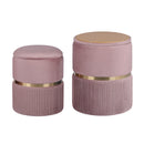 2X Side Table Storage Ottoman Velvet Stool Footstool Remi