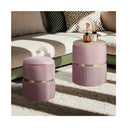 2X Side Table Storage Ottoman Velvet Stool Footstool Remi