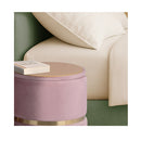2X Side Table Storage Ottoman Velvet Stool Footstool Remi