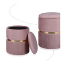 2X Side Table Storage Ottoman Velvet Stool Footstool Remi