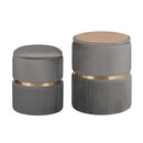 2X Side Table Storage Ottoman Velvet Stool Footstool Remi