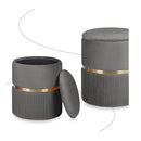 2X Side Table Storage Ottoman Velvet Stool Footstool Remi
