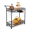 2 Tier Kitchen Bar Cart Trolley Serving Drink Coffee Liquor Tea