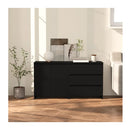 2 Piece Sideboard Black Engineered Wood