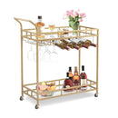 2 Tier Kitchen Bar Cart Trolley Serving Drink Coffee Liquor Tea