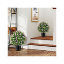 2 Pack Artificial Boxwood Topiary Ball Tree With Plastic Nursery Pot