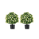 2 Pack Artificial Boxwood Topiary Ball Tree With Plastic Nursery Pot