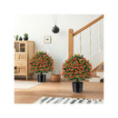 2 Pack Artificial Rose Topiary Ball Tree And Plastic Nursery Pot
