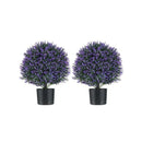 2 Pack Faux Shrub Bushes With Flowers And Plastic Nursery Pot