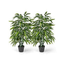 2 Pack Tall Bamboo Artificial Potted Tree With 3 Pe Trunk
