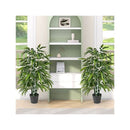 2 Pack Tall Bamboo Artificial Potted Tree With 3 Pe Trunk