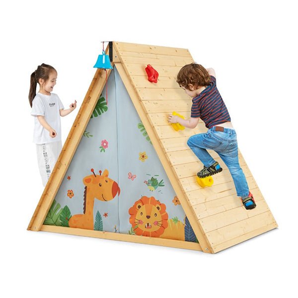 2in1 Kids Play Tent With Wooden Climbing Triangle