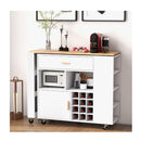 2in1 Reversible Mobile Kitchen Island With Rubber Wood Top