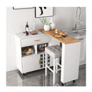2in1 Reversible Mobile Kitchen Island With Rubber Wood Top