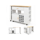 2in1 Reversible Mobile Kitchen Island With Rubber Wood Top
