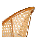 2x Dining Chairs Curved Rattan Side Pu Leather Padded Seat Metal Legs